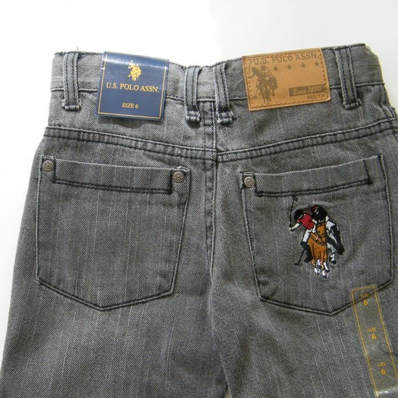 US Polo Assn Jeans Grey Denim Girls Size 6 Logo - Picture 3 of 8